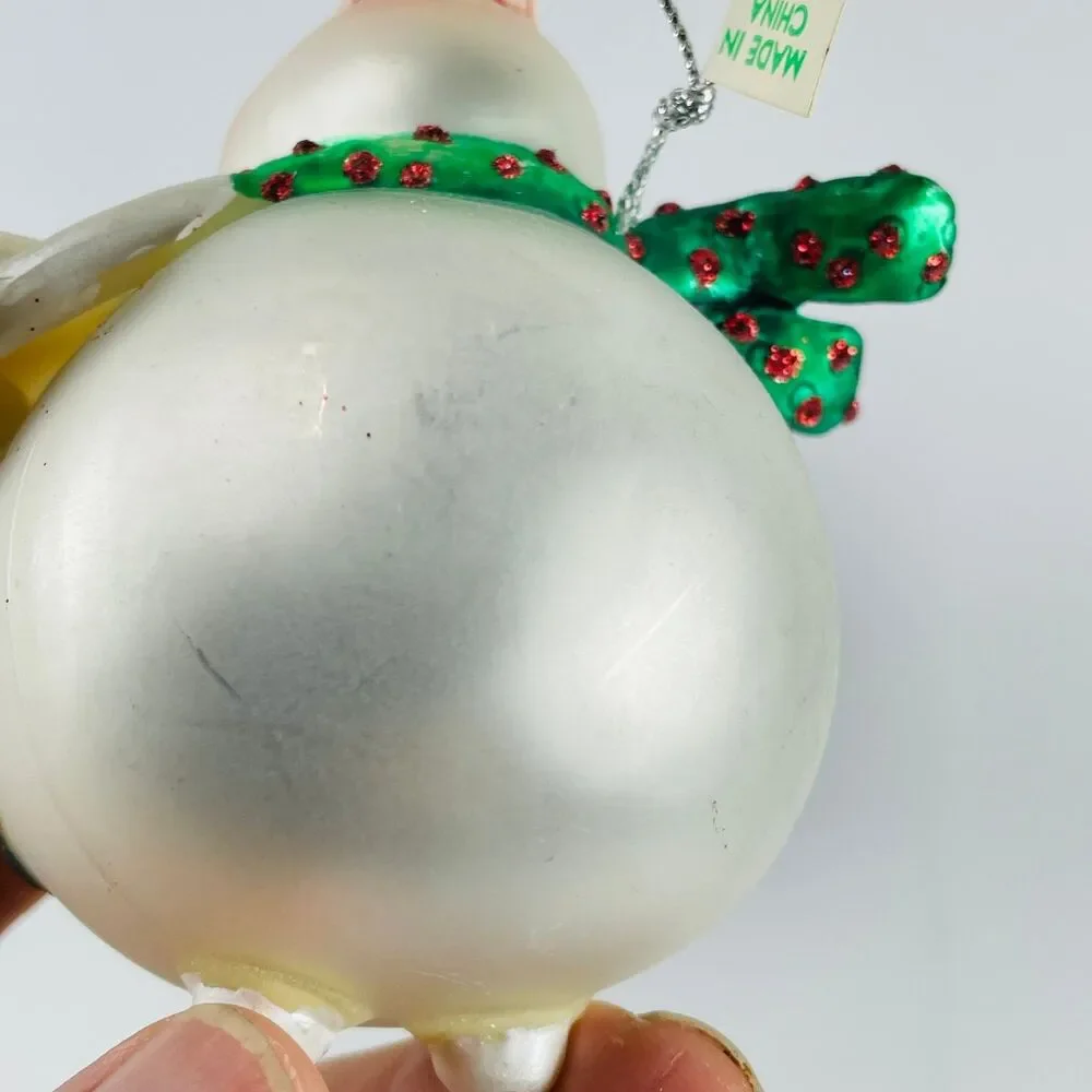Glass Snowman Chef Baker Ornament Christmas Holiday Large Hand Painted 8in